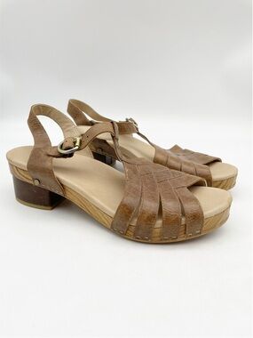 Dansko Mara Sandals Size 42 Leather Comfort Heel Ankle Strap Open Toe